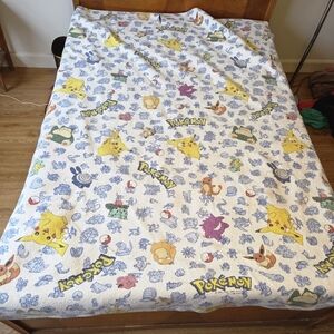 Vintage 1990s Pokémon Nintendo Fleece Throw Blanket – Pikachu, Snorlax, Eevee &